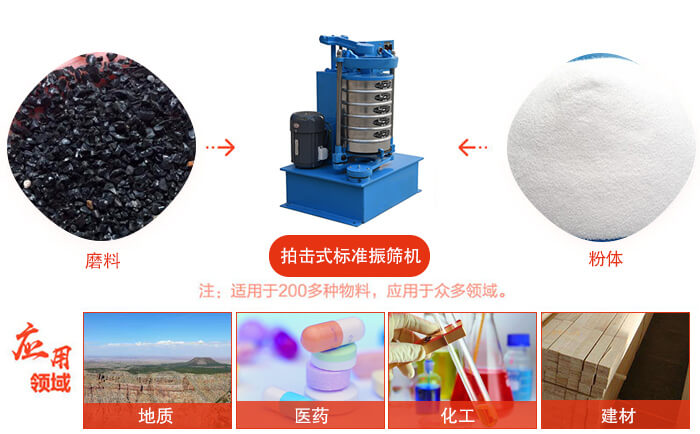 拍擊篩適用于多種物料顆粒狀，粉狀，不規(guī)則物料的篩分。
